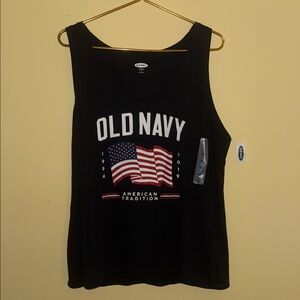 Old Navy Women’s Navy Tank Top with American Flag Graphic